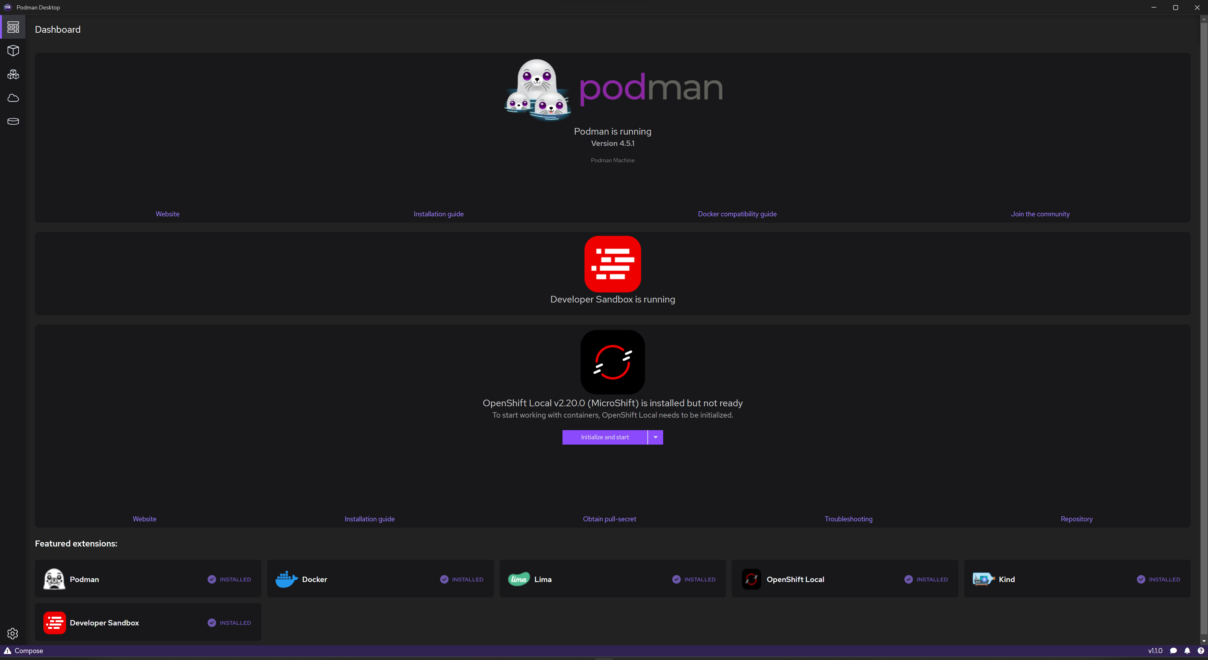 podman desktop dashboard 4k